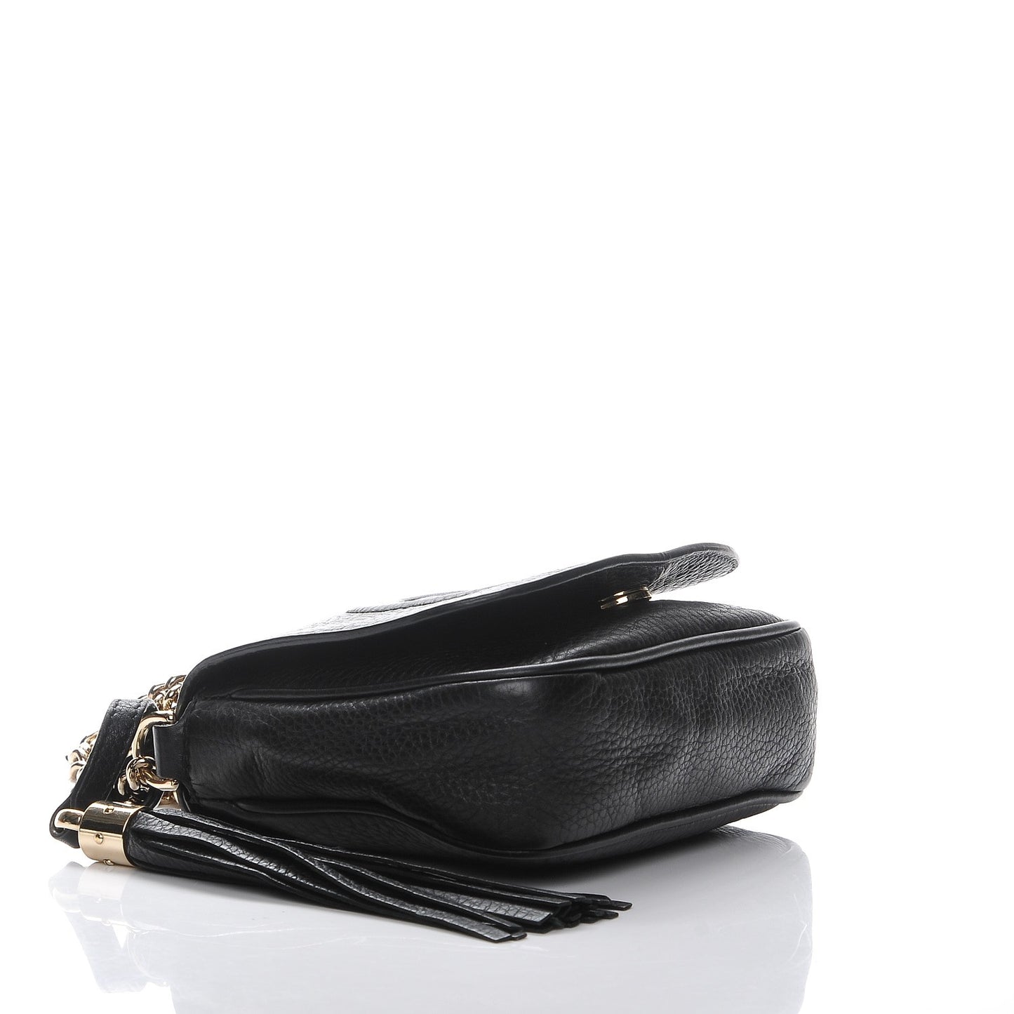 Pebbled Calfskin Small Soho Flap Crossbody Black