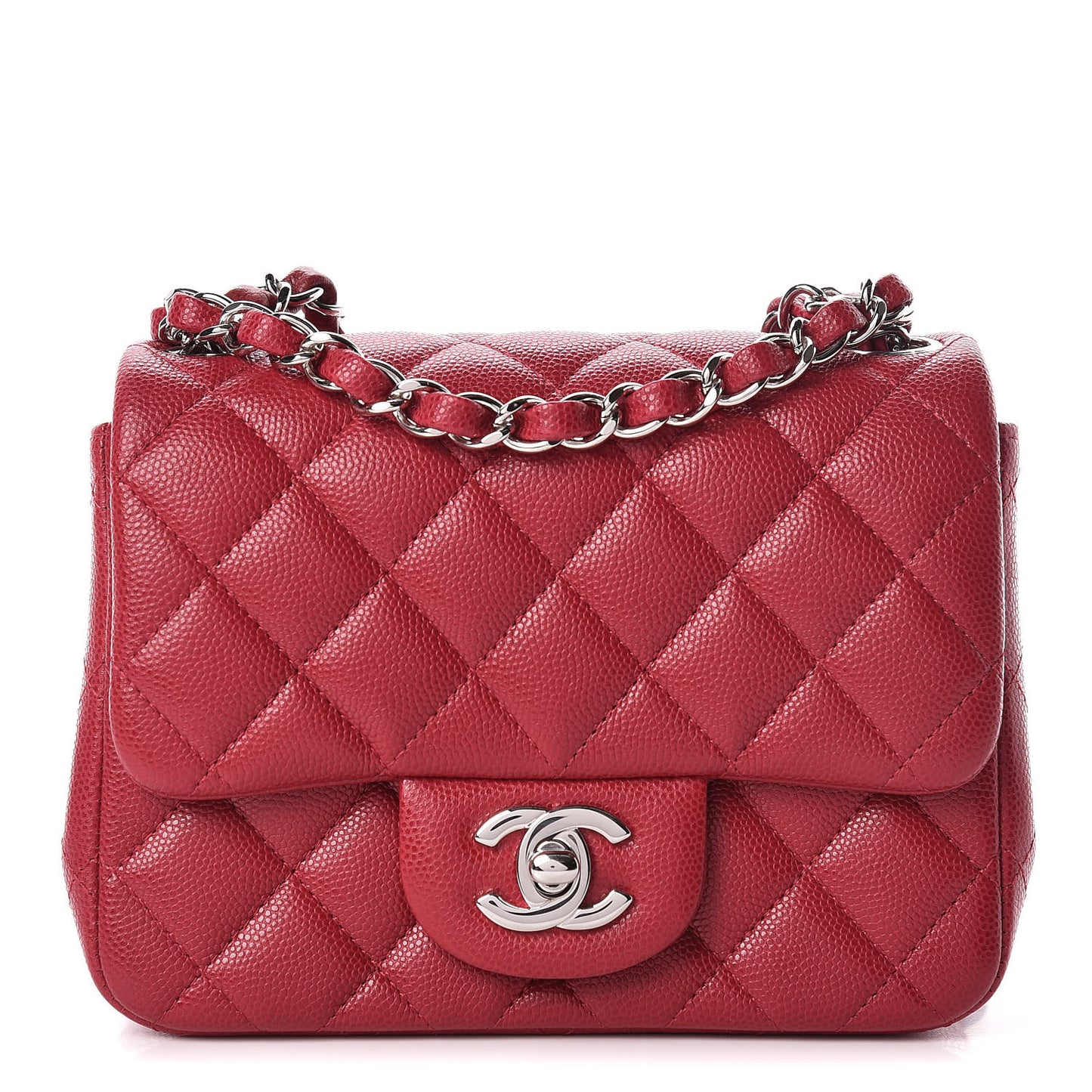 Caviar Quilted Mini Square Flap Dark Pink