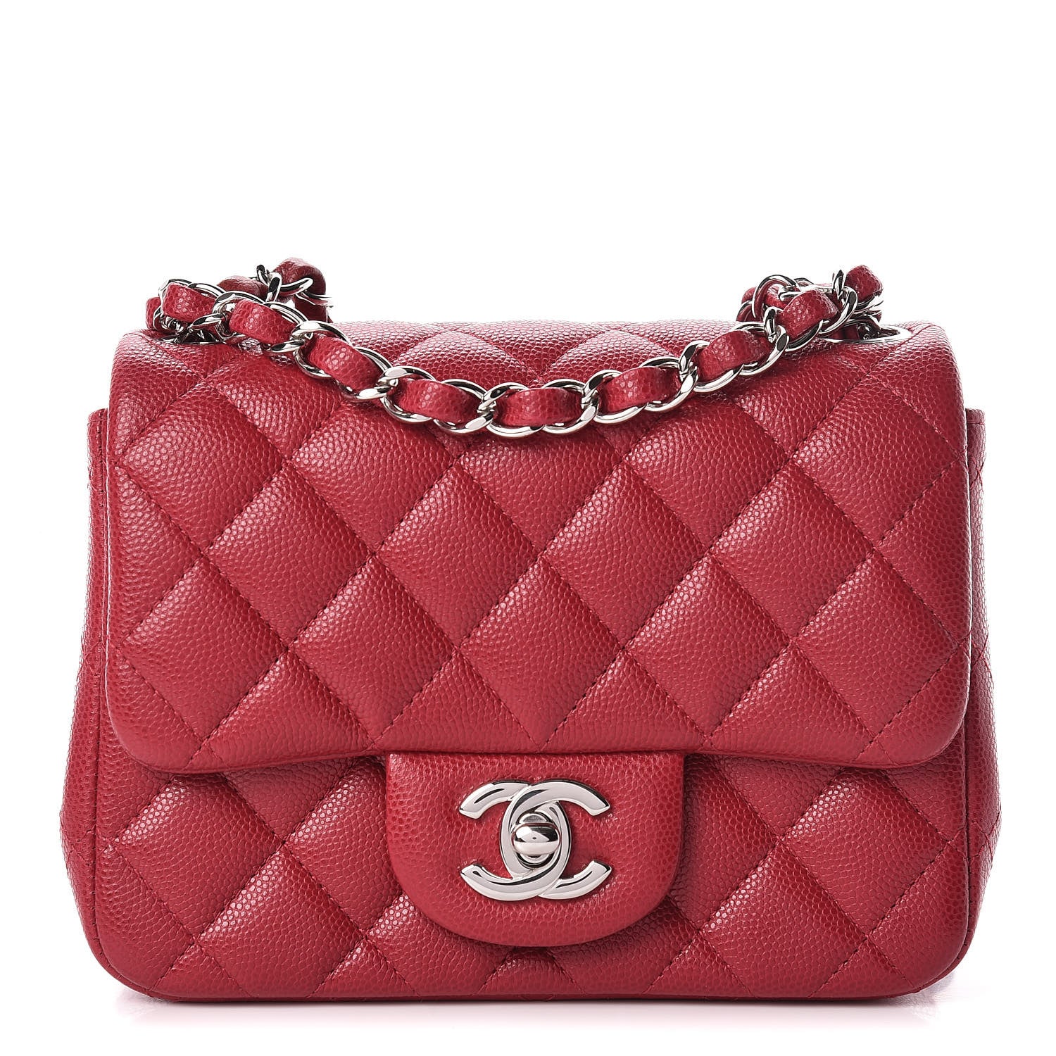 Chanel Caviar Quilted Mini Square Flap Dark Pink 1 of 15