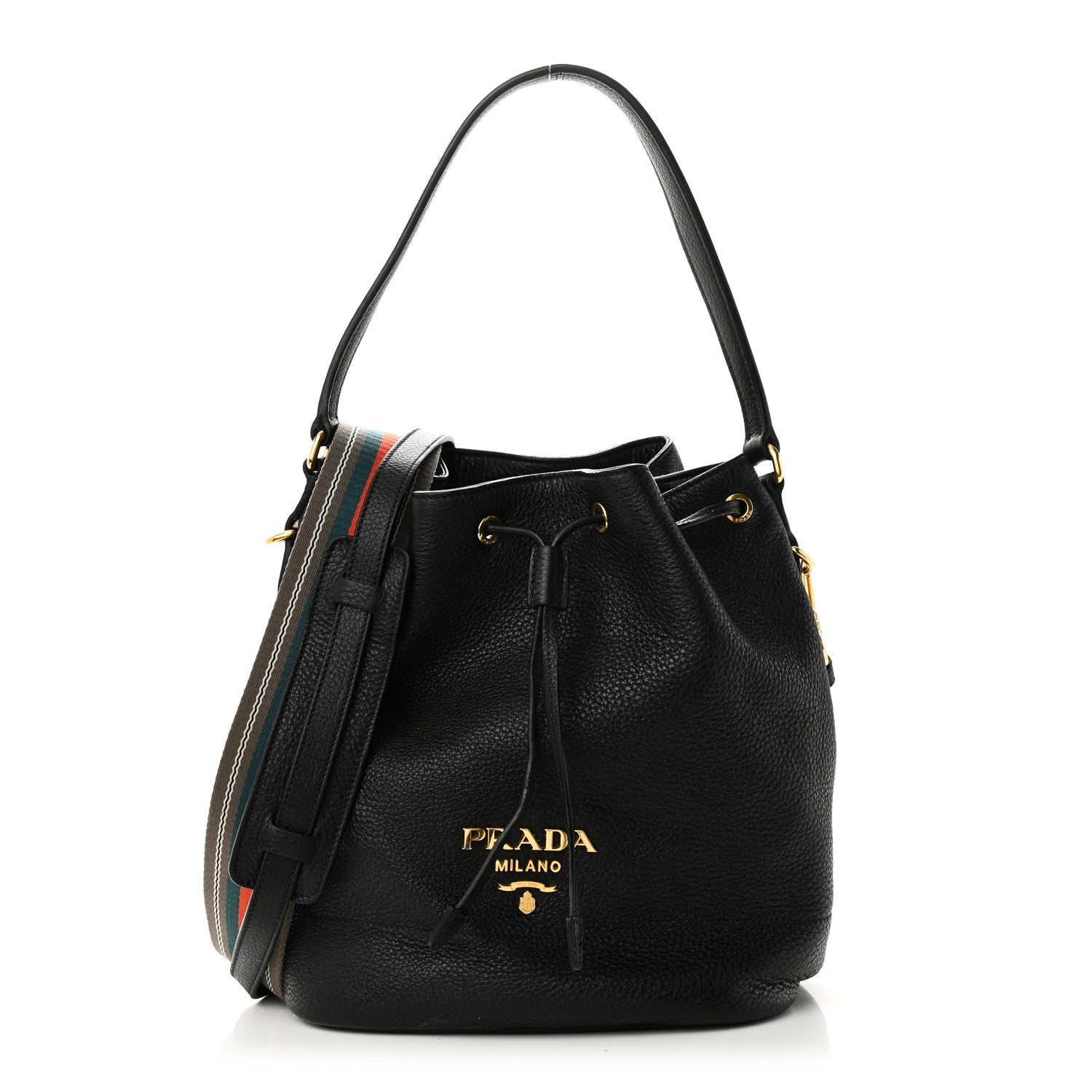 Prada Vitello Daino Bucket Bag Black 1 of 9