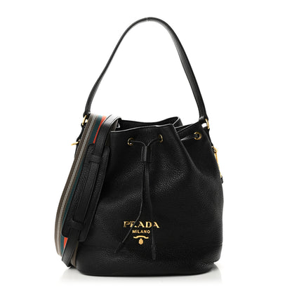 Prada Vitello Daino Bucket Bag Black 1 of 9