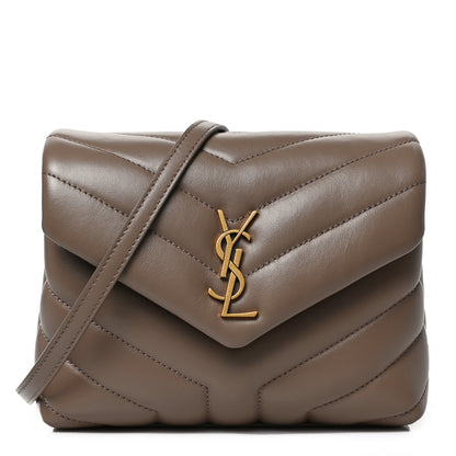 Saint Laurent Calfskin Y Quilted Monogram Toy Loulou Crossbody Bag Taupe 1 of 8