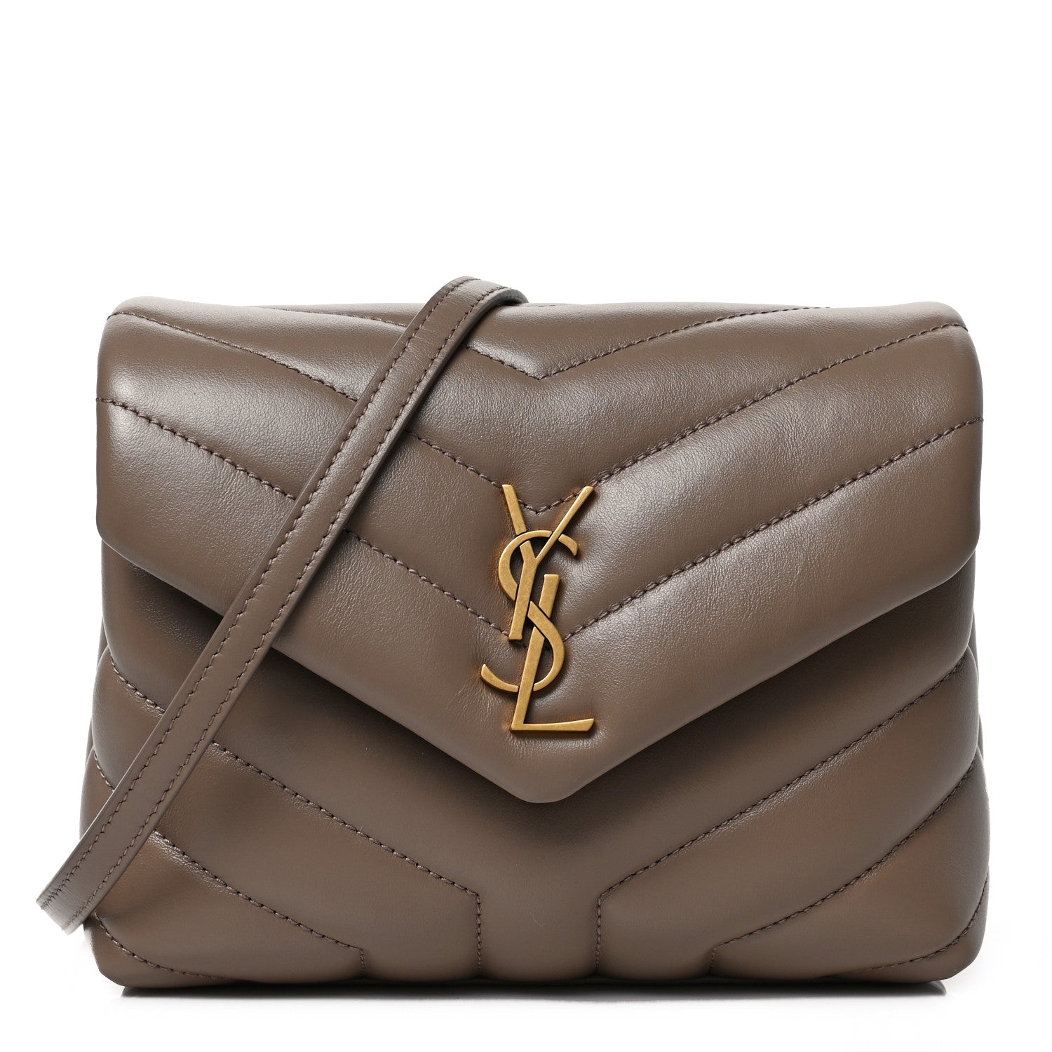 Saint Laurent Calfskin Y Quilted Monogram Toy Loulou Crossbody Bag Taupe 1 of 8