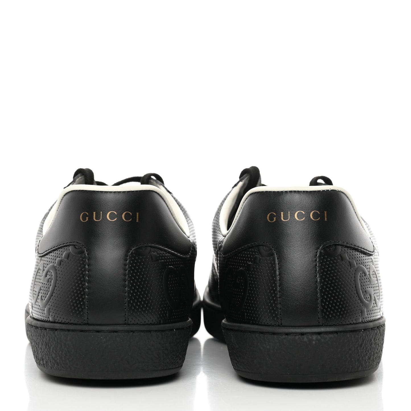 Calfskin GG Tennis Embossed Mens Ace Sneakers 11 Black