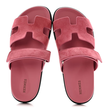 Hermes Suede Goatskin Womens Chypre Sandals 39.5 Rose Aphrodite 2 of 10