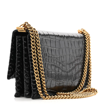 Balenciaga Shiny Extra Supple Calfskin Crocodile Embossed Small Triplet Bag Black 3 of 10
