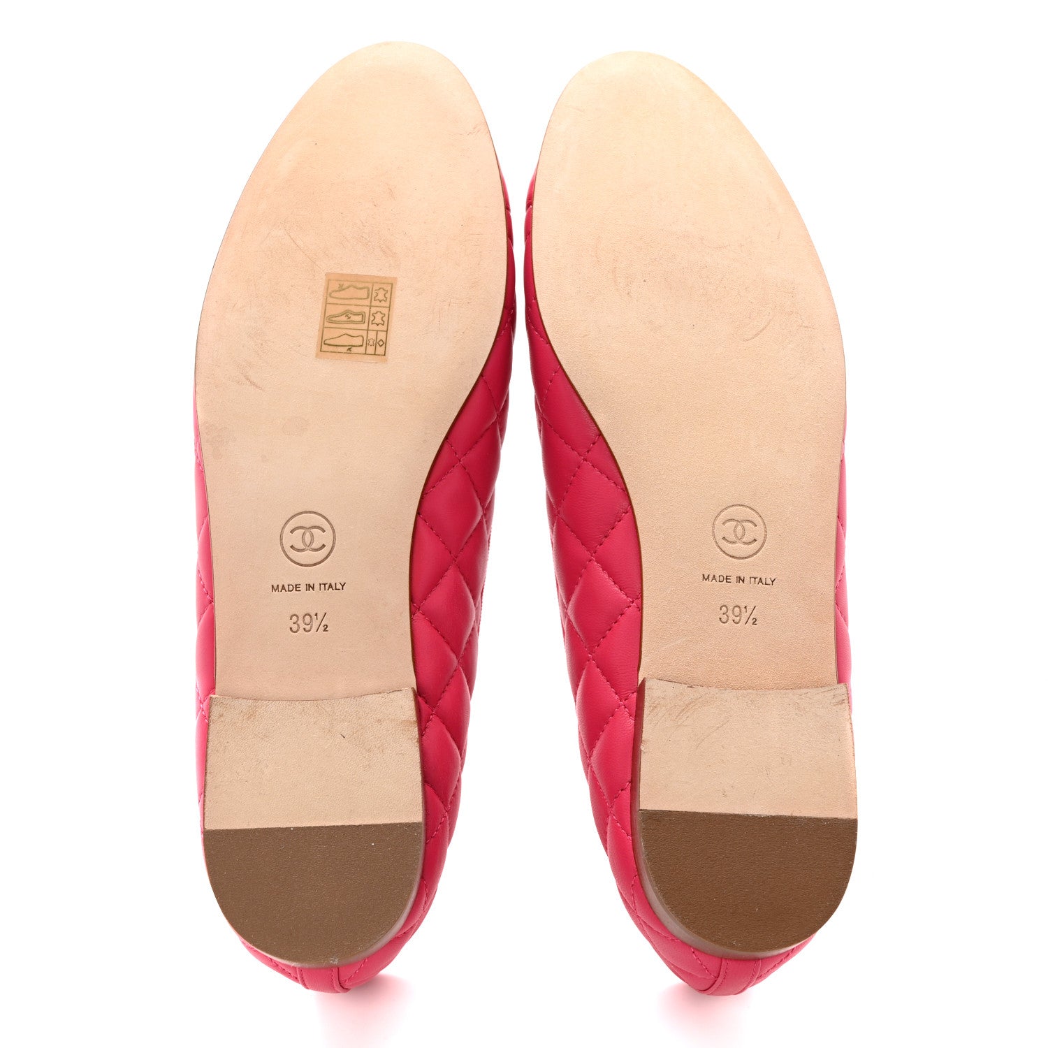 Chanel Lambskin Quilted CC Cap Toe Ballerina Flats 39.5 Pink 5 of 10