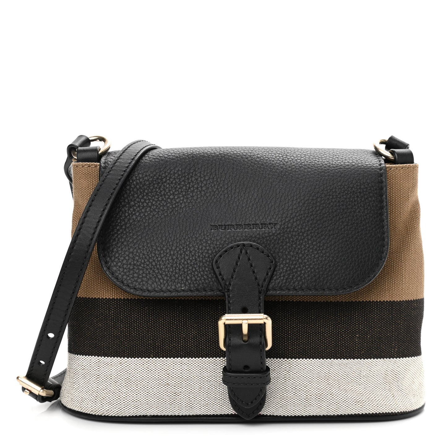 Mega Check Grainy Calfskin Small Gowan Messenger Bag Black