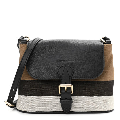 Burberry Mega Check Grainy Calfskin Small Gowan Messenger Bag Black 1 of 12