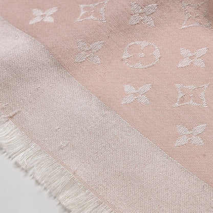 Louis Vuitton Silk Wool Monogram Denim Shawl Pink 9 of 11