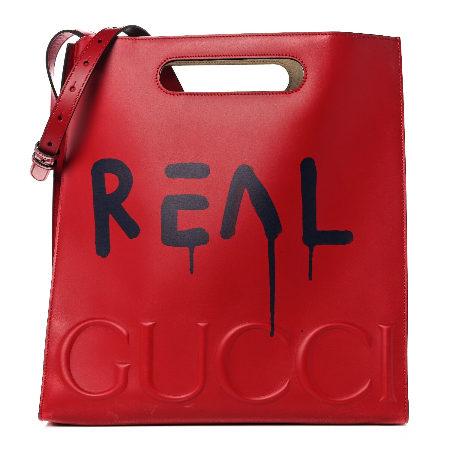 Gucci Calfskin GucciGhost Real Medium XL Tote Hibiscus Red 1 of 13