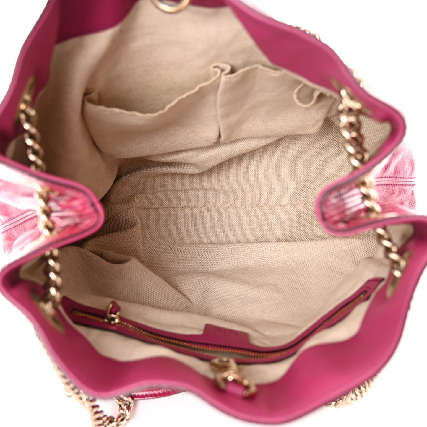 Vernice Naplack Medium Soho Chain Shoulder Bag Bright Bougainvillea