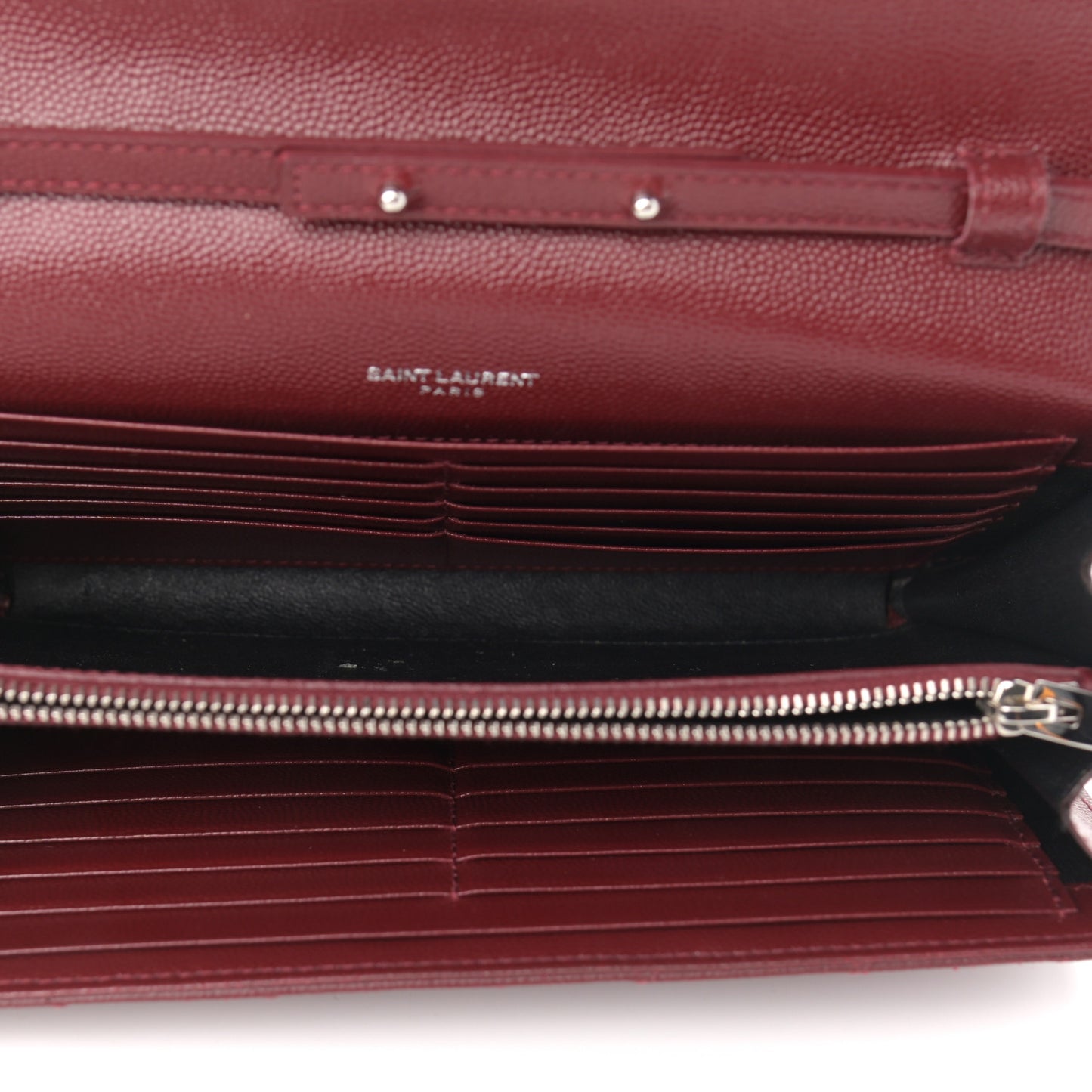 Grain De Poudre Matelasse Chevron Monogram Chain Wallet Palissandre