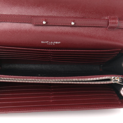 Saint Laurent Grain De Poudre Matelasse Chevron Monogram Chain Wallet Palissandre 5 of 13
