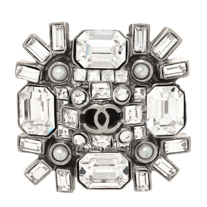 Chanel Baguette Crystal CC Ring 3.5 Silver 1 of 4