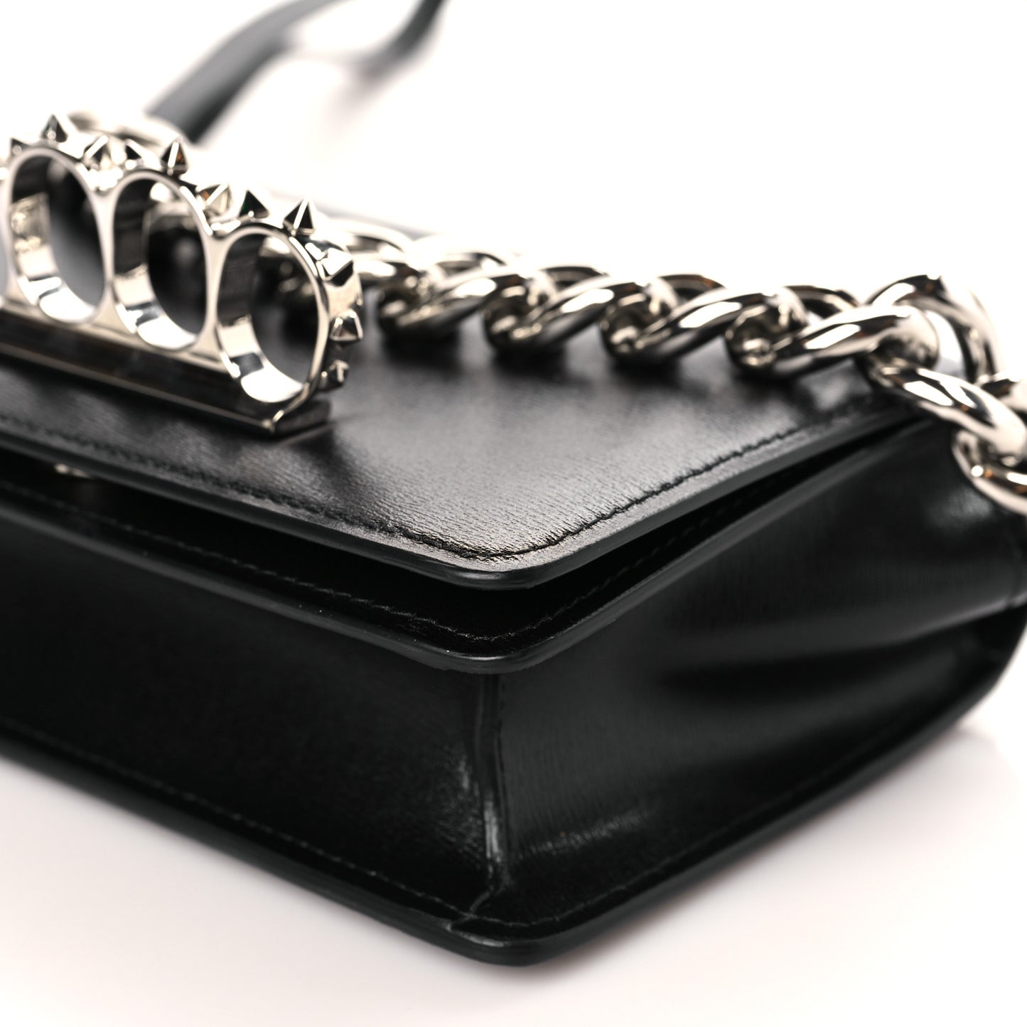 Nappa Skull Four Ring Knuckle Crossbody Bag Black