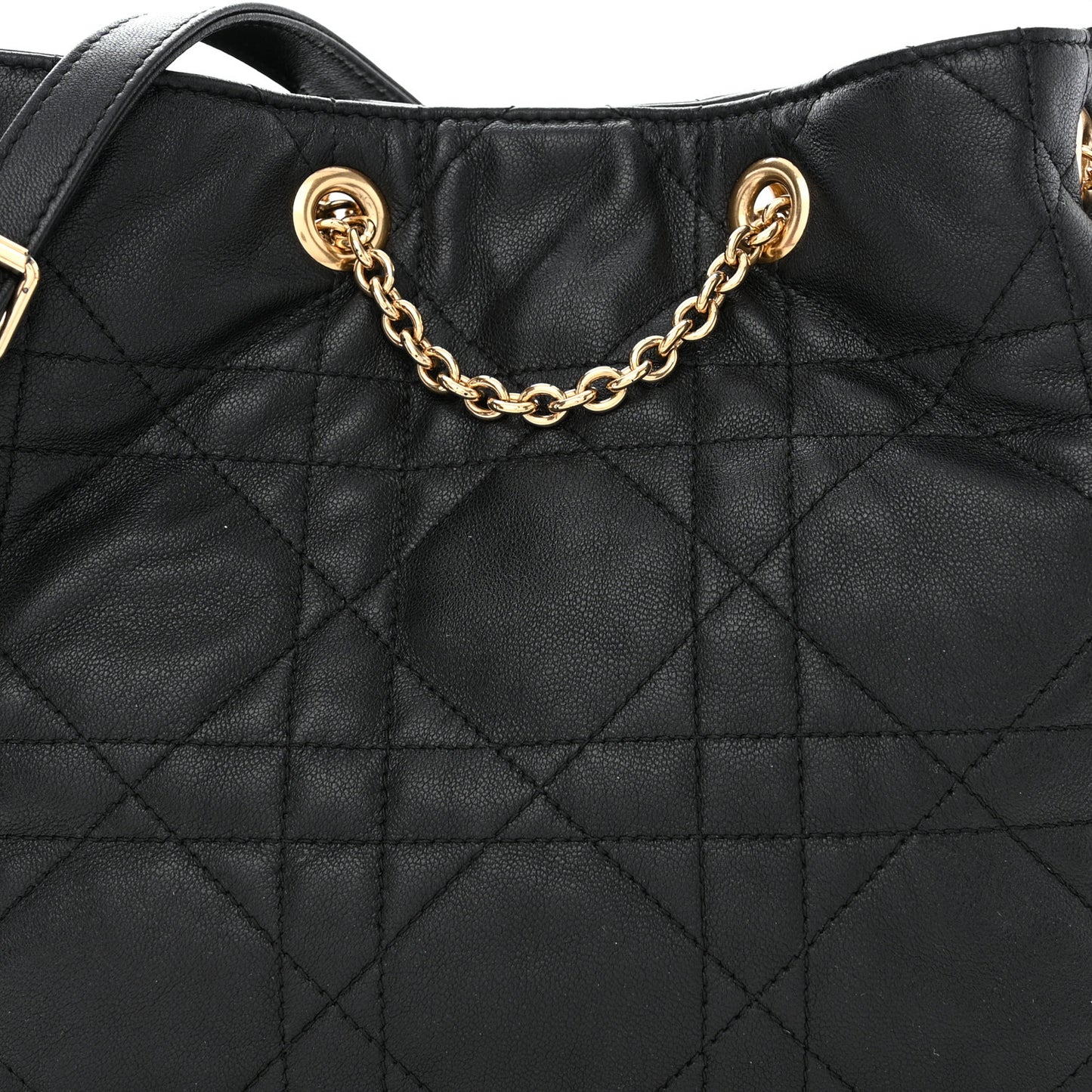 Lambskin Supple Macrocannage Medium Ammi Bag Black