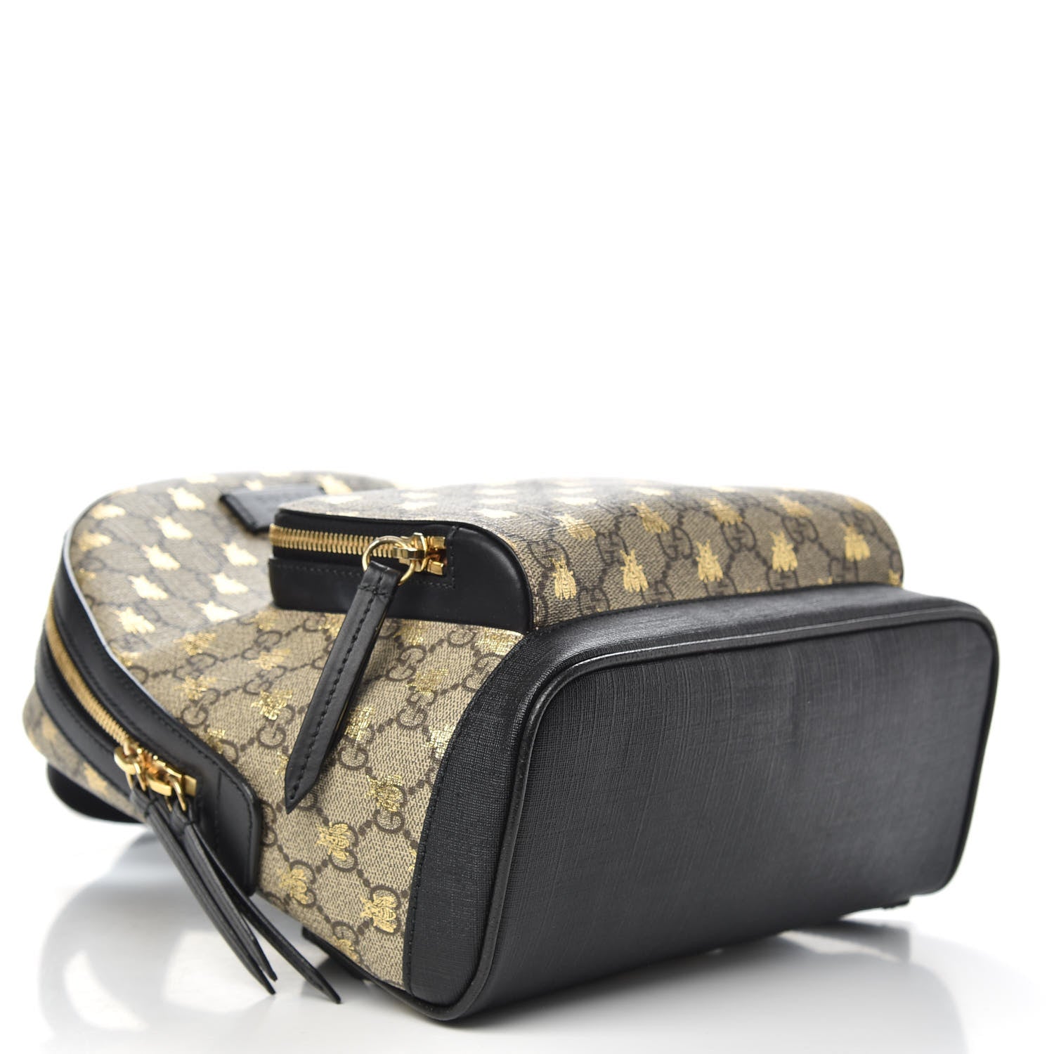Gucci GG Supreme Monogram Bees Print Small Day Backpack Beige Oro Black 3 of 9