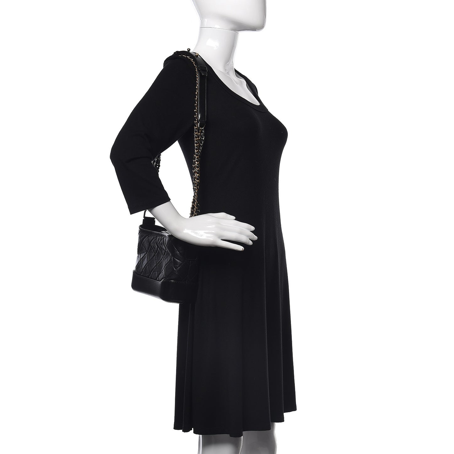 Aged Calfskin Quilted Small Gabrielle Hobo Black