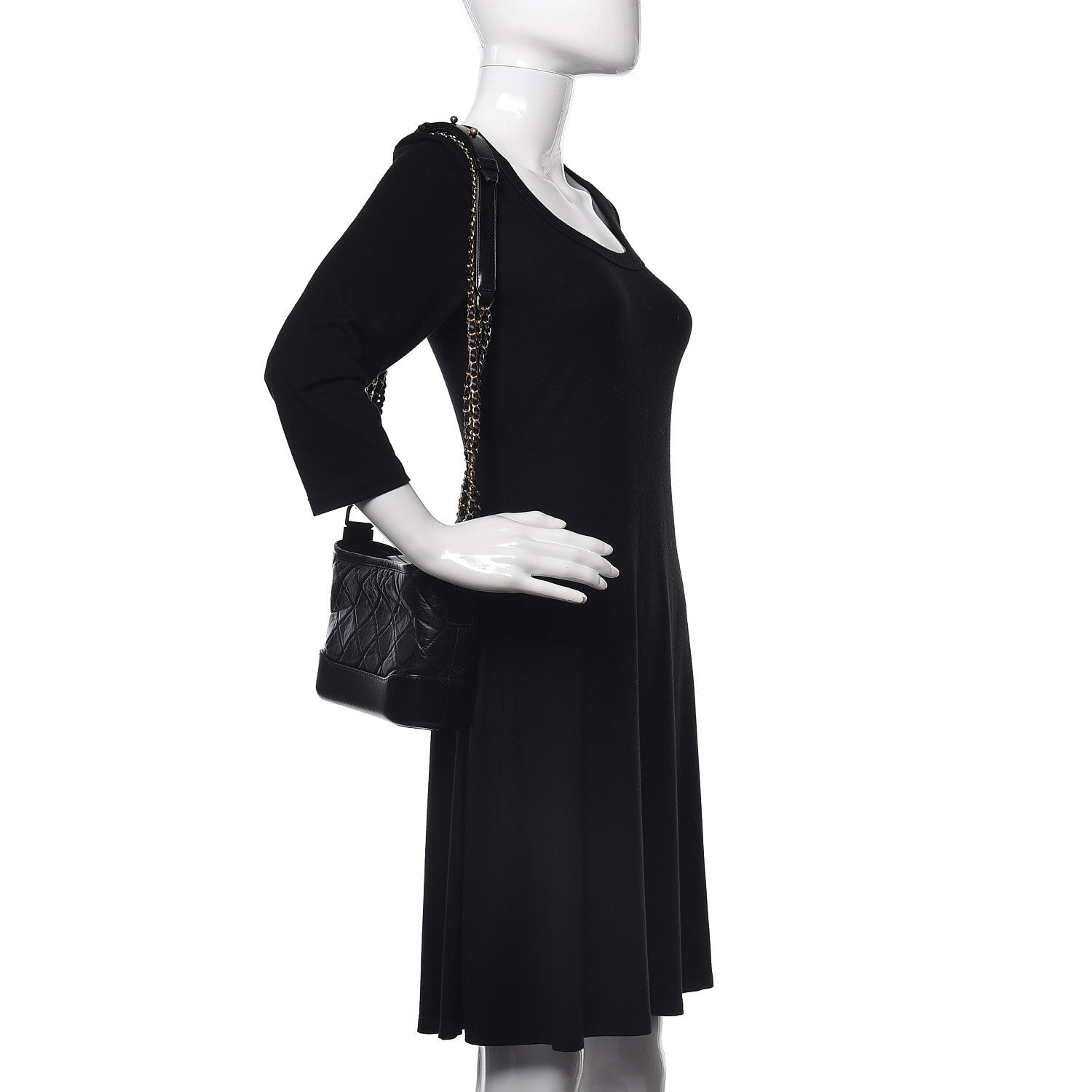 Chanel Aged Calfskin Quilted Small Gabrielle Hobo Black 2 of 10