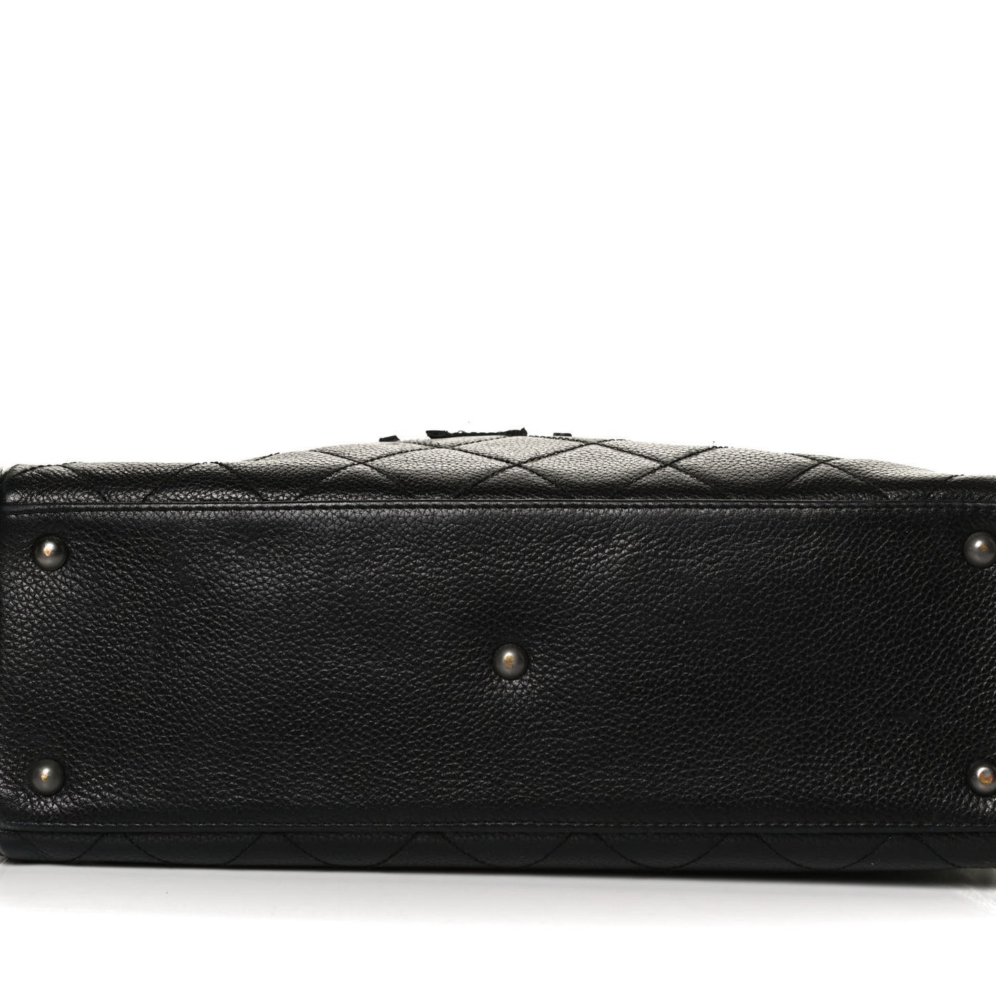 Caviar Patent Quilted Large Bowler Black