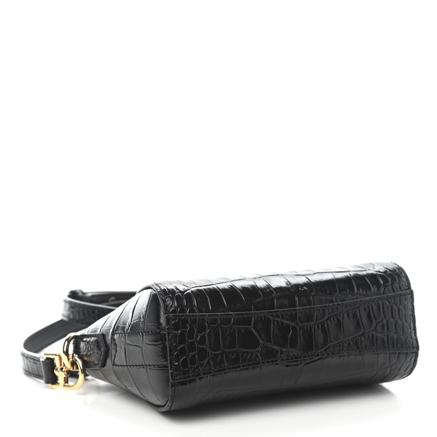 Calfskin Crocodile Embossed Nano Antigona Black