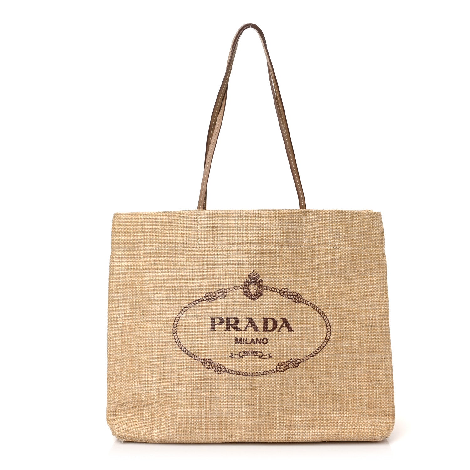 Prada Raffia Logo Tote Naturale 1 of 9
