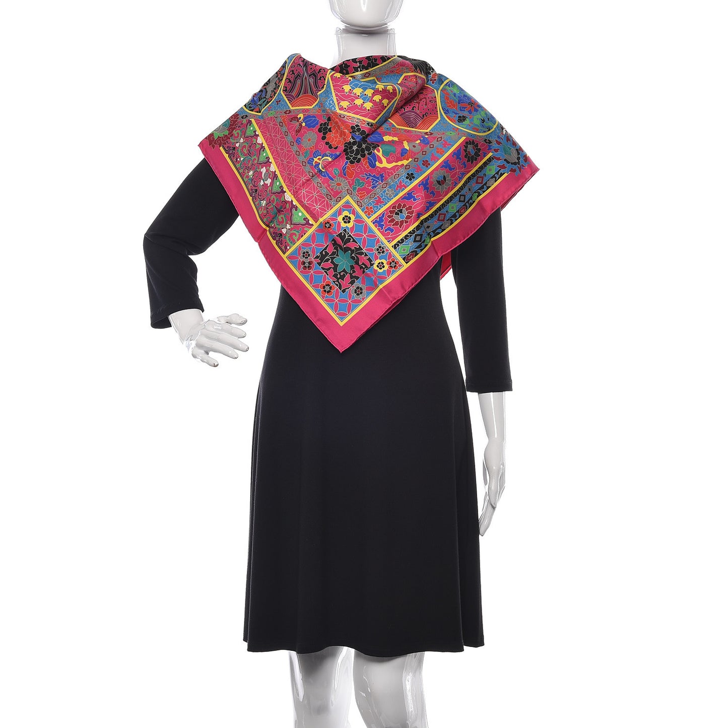 Silk Collections Imperiales Scarf 90 Fuchsia Vert Black