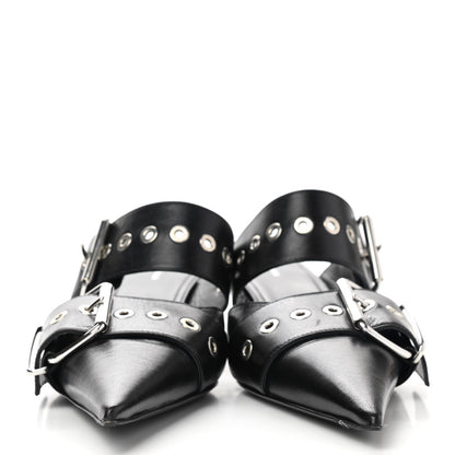 Balenciaga Shiny Kidskin Belt 40mm Mules 37 Black 2 of 9