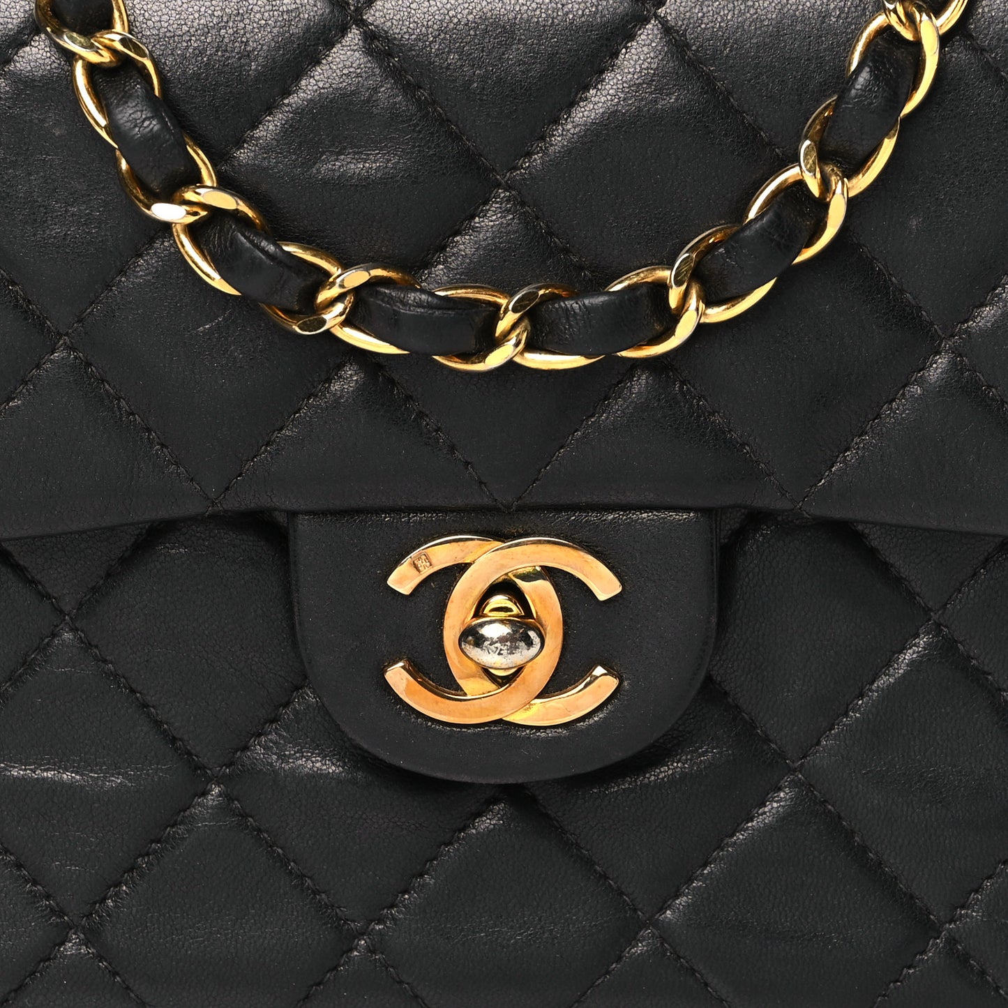 Lambskin Quilted Mini Square Flap Bag Black