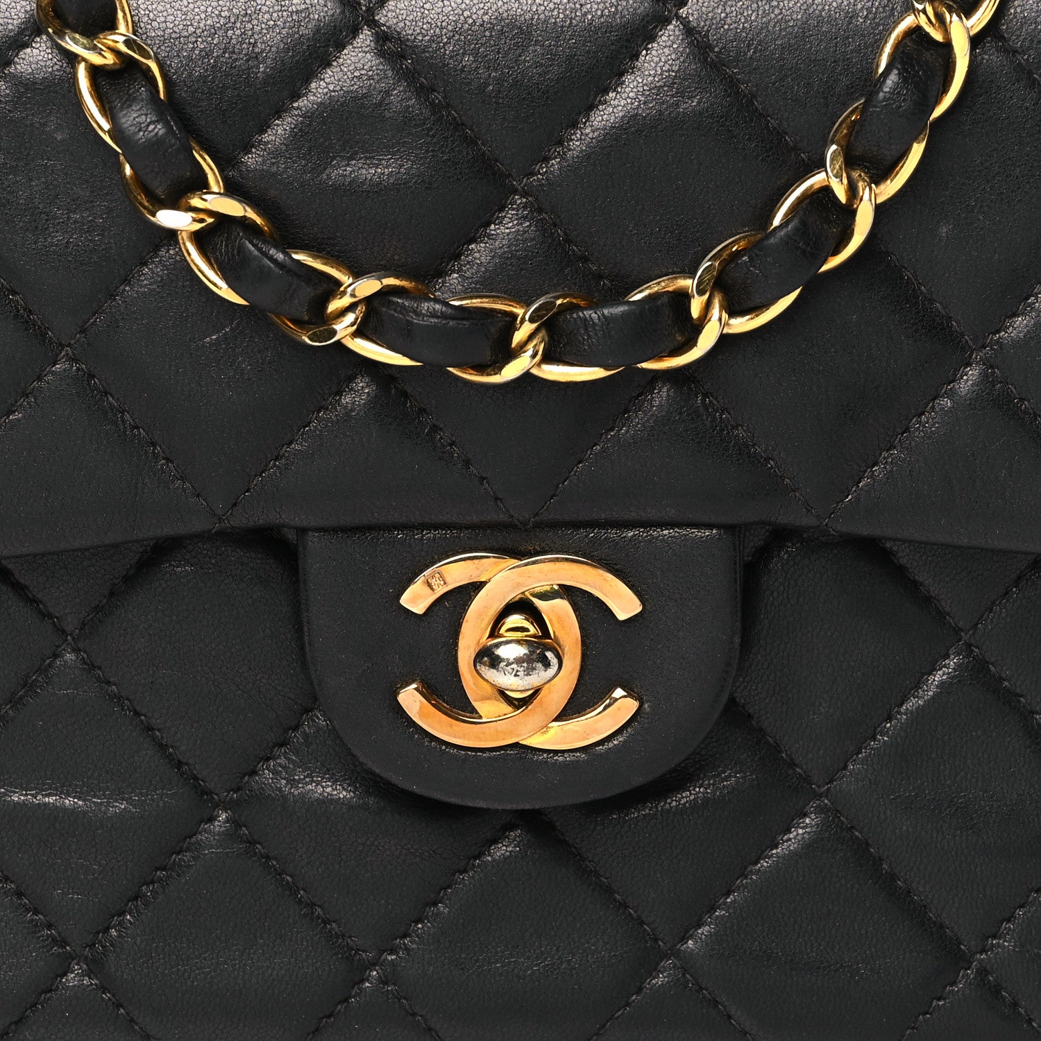 Chanel Lambskin Quilted Mini Square Flap Bag Black 9 of 13