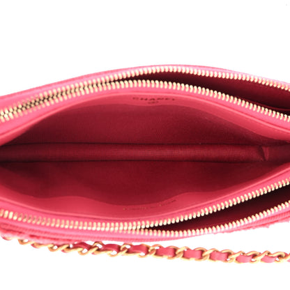 Chanel Denim Chevron Small Coco Clutch With Chain Dark Pink 6 of 15