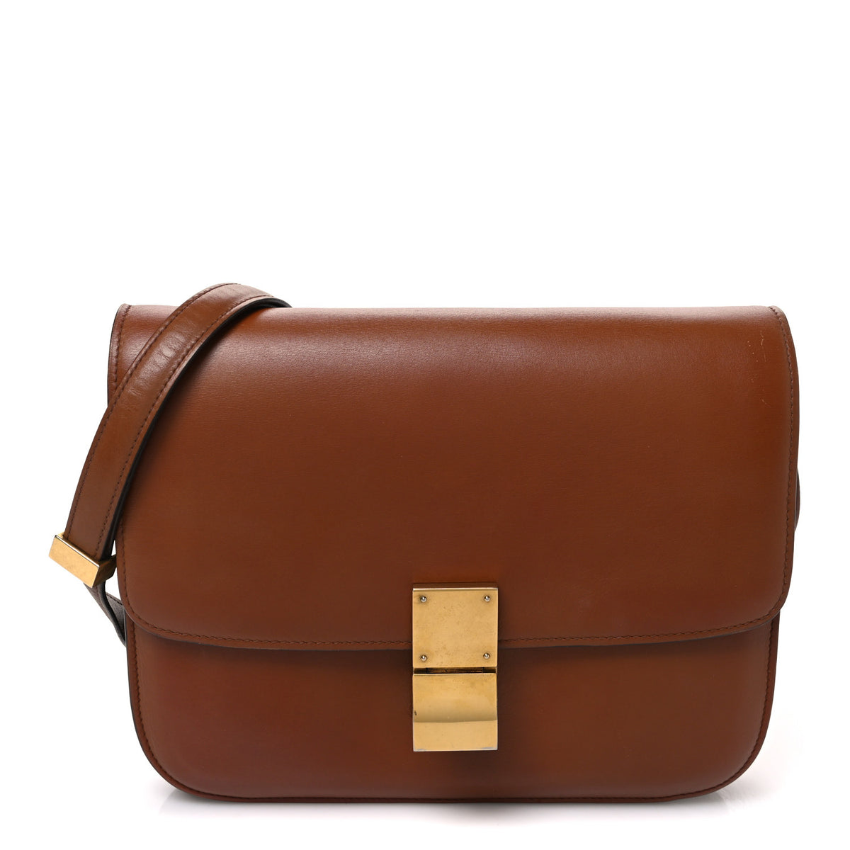 Celine Box Calfskin Medium Classic Box Flap Bag  Camel 1 of 11