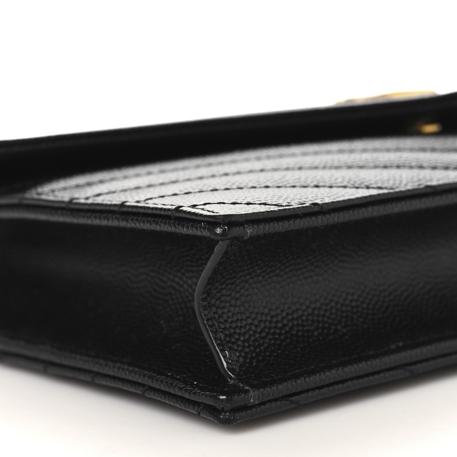 Saint Laurent Grain De Poudre Matelasse Chevron Monogram Envelope Chain Wallet Black 8 of 9