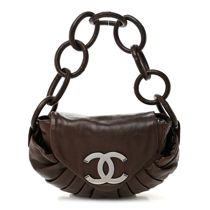 Chanel Lambskin Pleated CC Shoulder Bag Marron Fonce 1 of 10