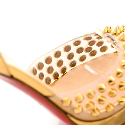 Christian Louboutin Nappa PVC Spiked St Jeannette 120 Peep Toe Pumps 35.5 Gold 13 of 14