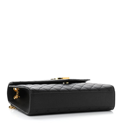 Saint Laurent Grain De Poudre Textured Mixed Matelasse Triquilt Medium Monogram Satchel Black 3 of 8