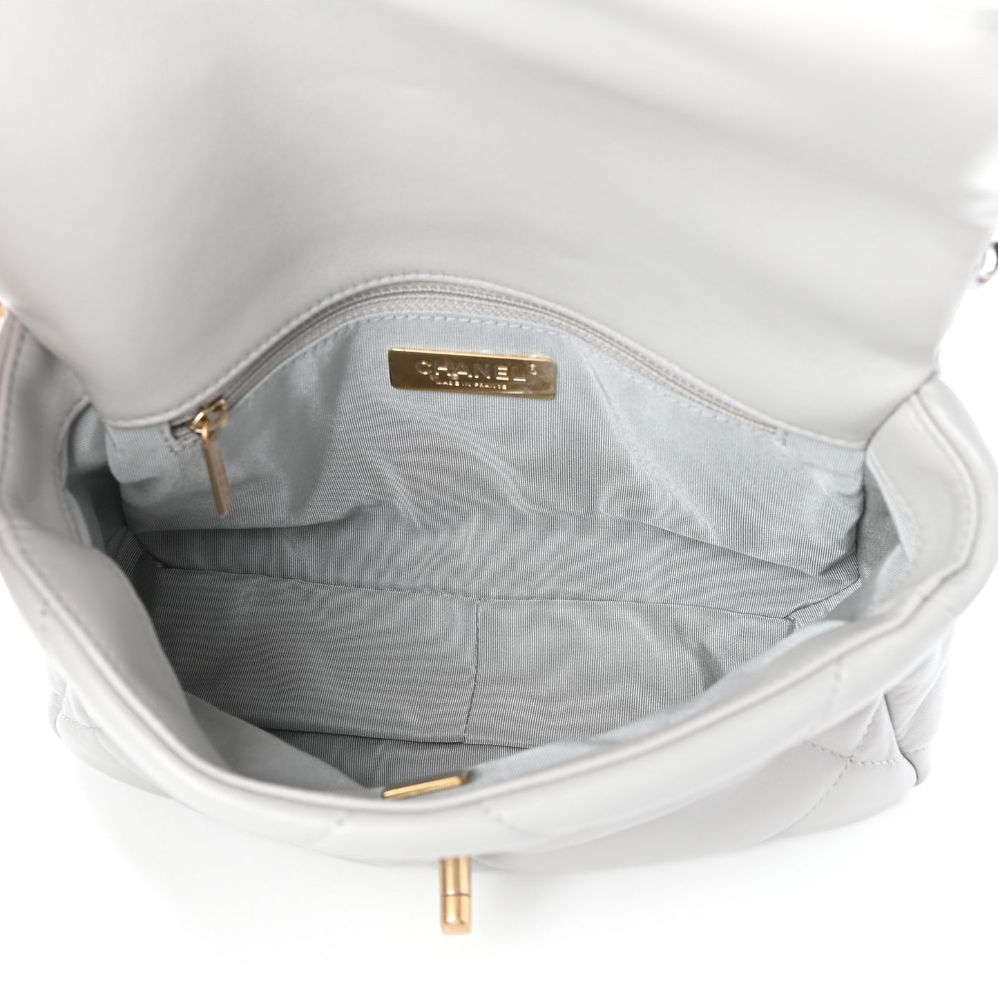 Lambskin Quilted Medium Chanel 19 Flap Grey