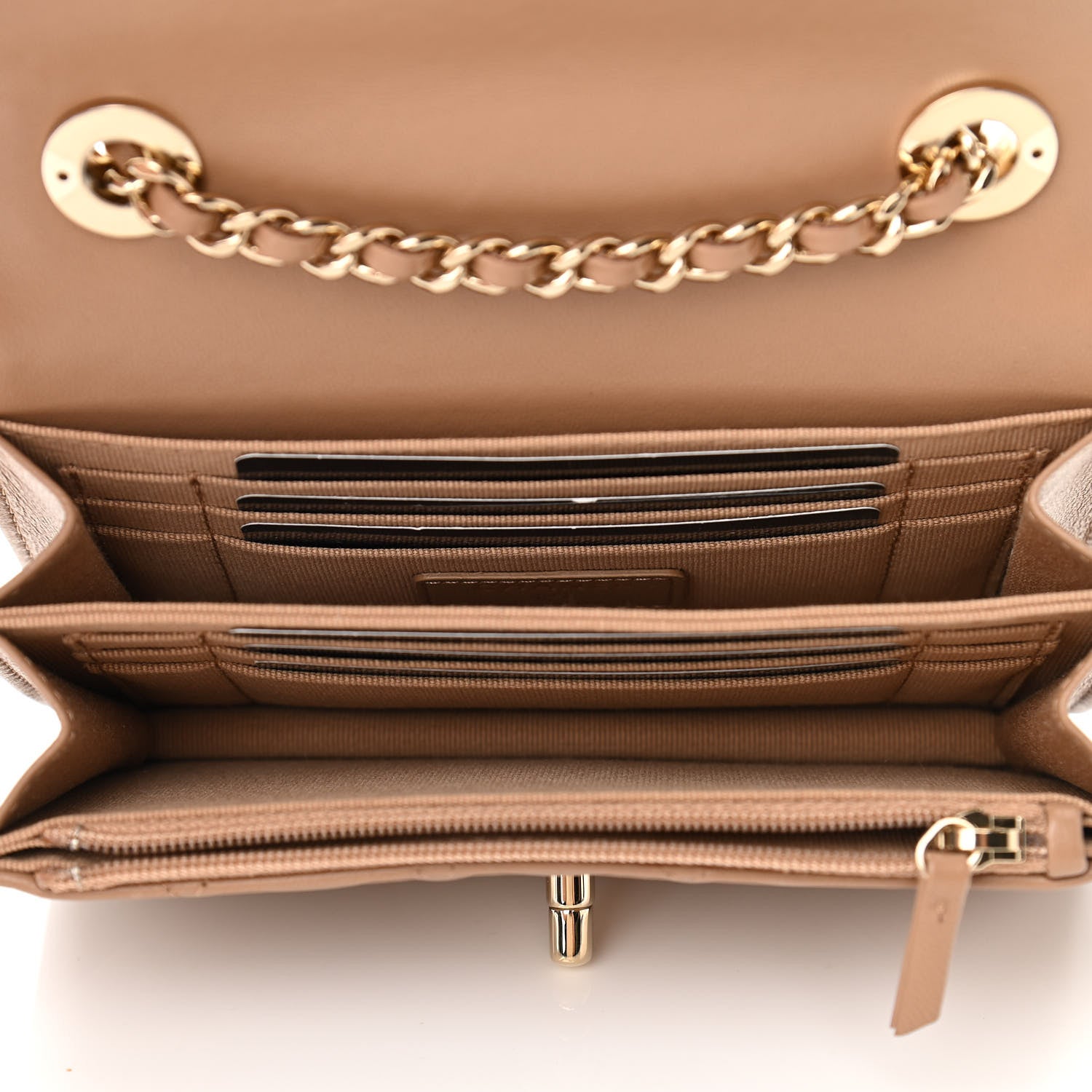 Chanel Lambskin Quilted Mini Trendy CC Wallet On Chain WOC Beige 5 of 11