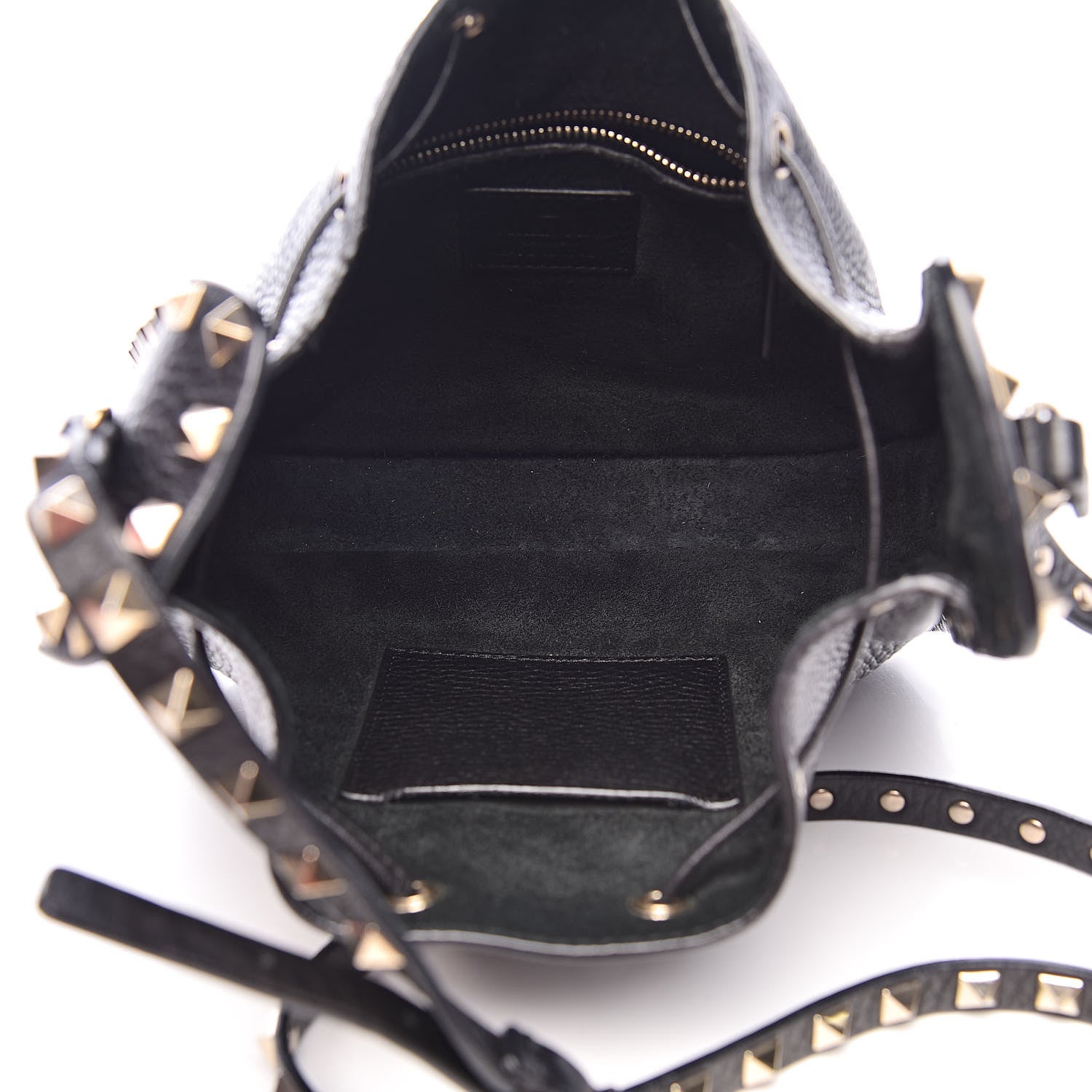 Valentino Garavani Grained Calfskin Rockstud Bucket Bag Black 5 of 9