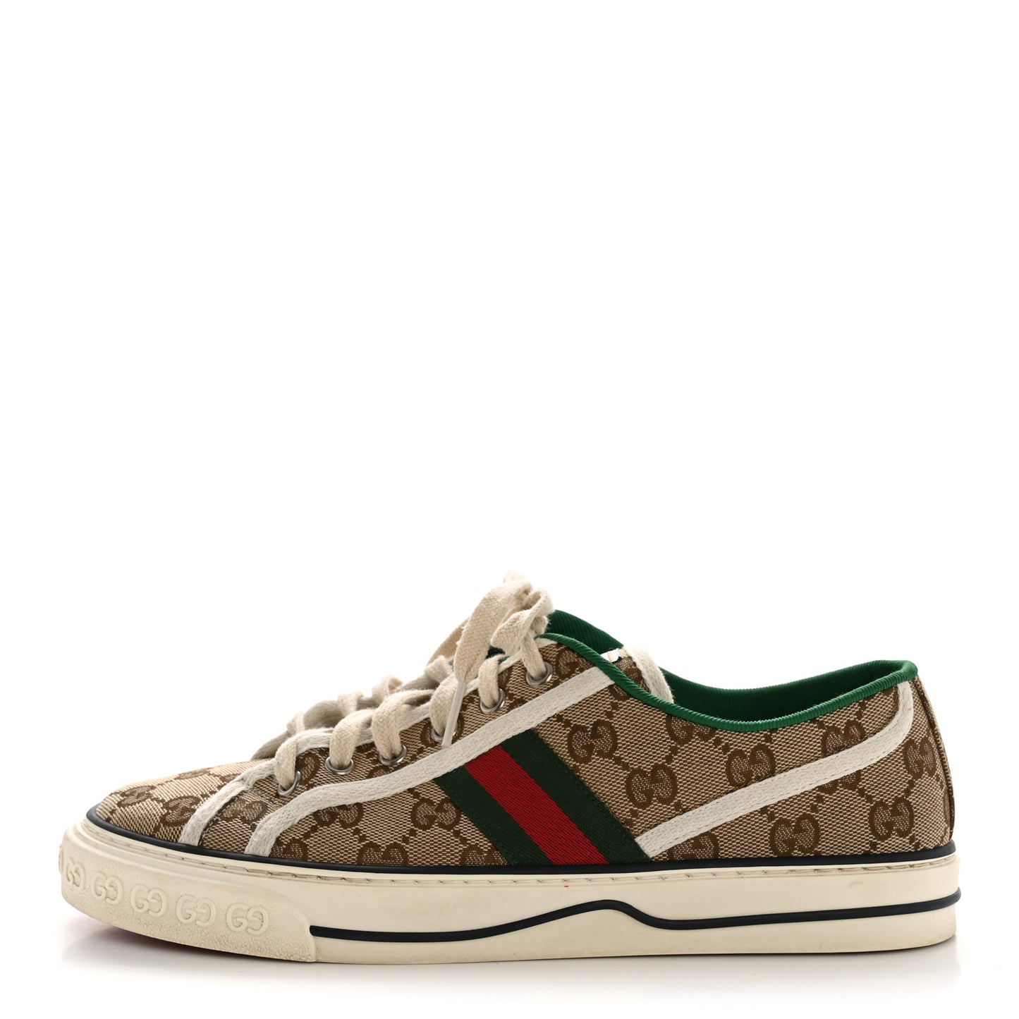 GG Monogram Web Womens 1977 Tennis Sneakers 40.5 Beige Ebony Mystic White