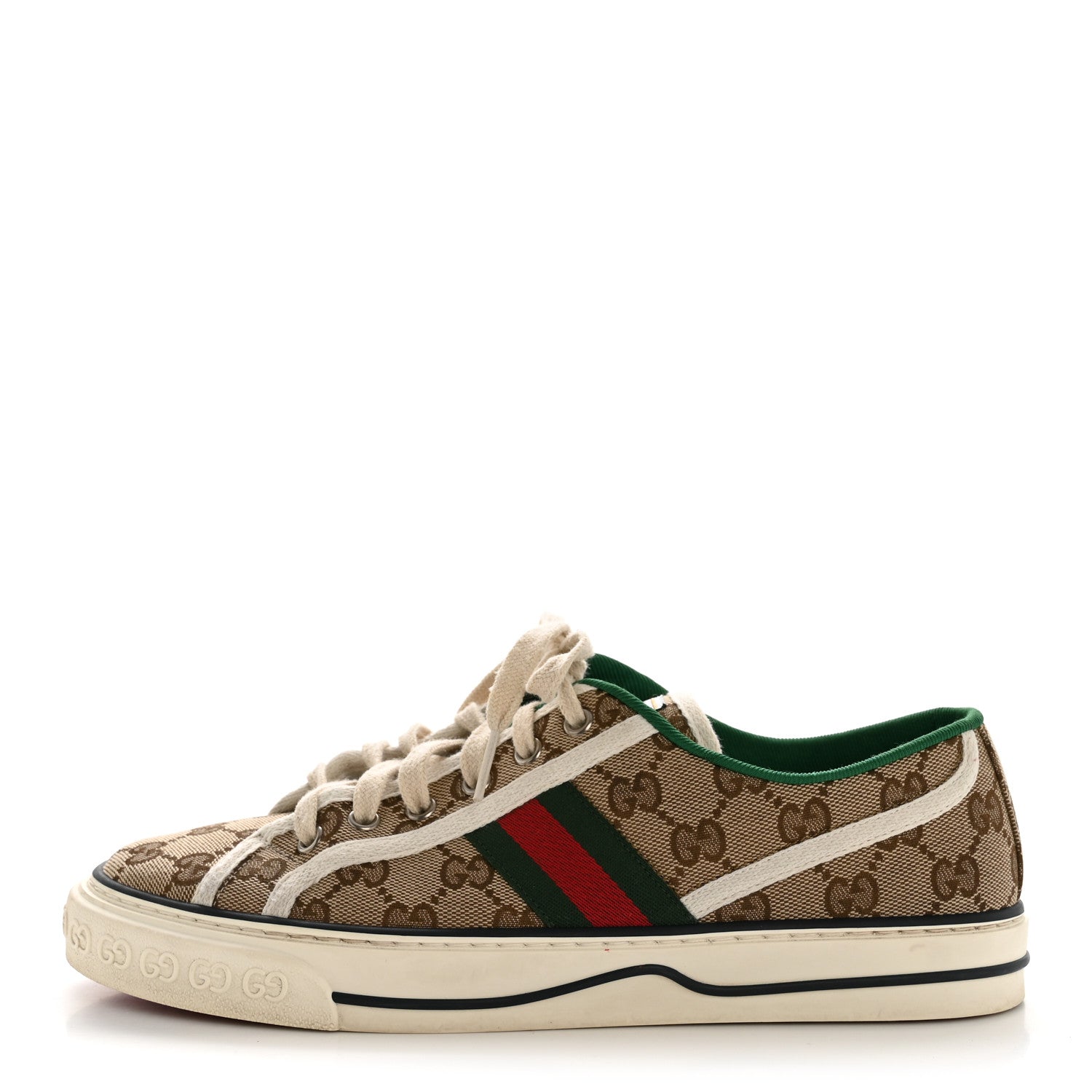 Gucci GG Monogram Web Womens 1977 Tennis Sneakers 40.5 Beige Ebony Mystic White 1 of 11