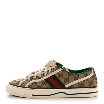 Gucci GG Monogram Web Womens 1977 Tennis Sneakers 40.5 Beige Ebony Mystic White 1 of 11