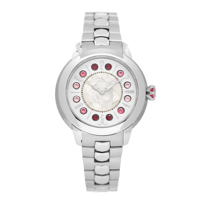 Fendi Stainless Steel Mother of Pearl Topaz Spinel 33mm Ishine Rotating Gem Quartz Watch 1 of 5