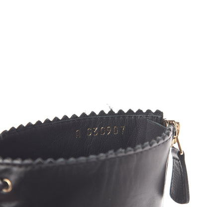Chanel Calfskin Lace Up Short Boots 37 Black Gold 10 of 12