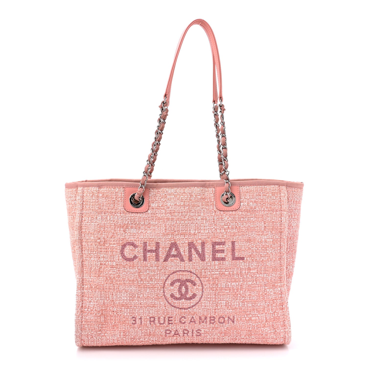 Chanel Lurex Boucle Small Deauville Tote Pink 1 of 10