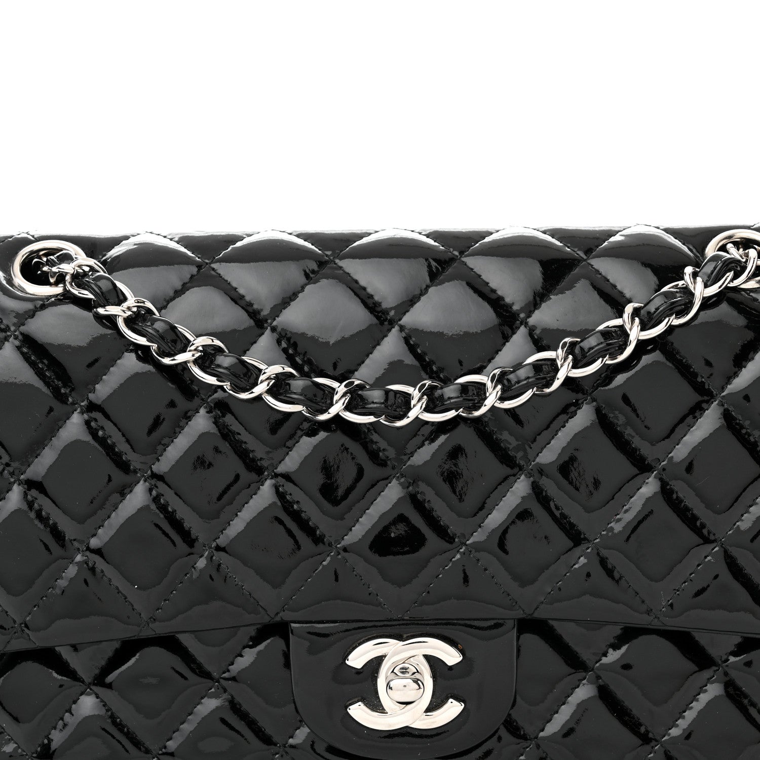 Chanel Patent Quilted Medium Double Flap Black 8 of 13