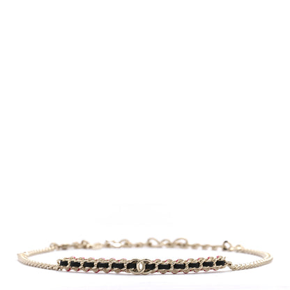 Chanel Metal Lambskin CC Choker Necklace Black Pink Gold 1 of 6