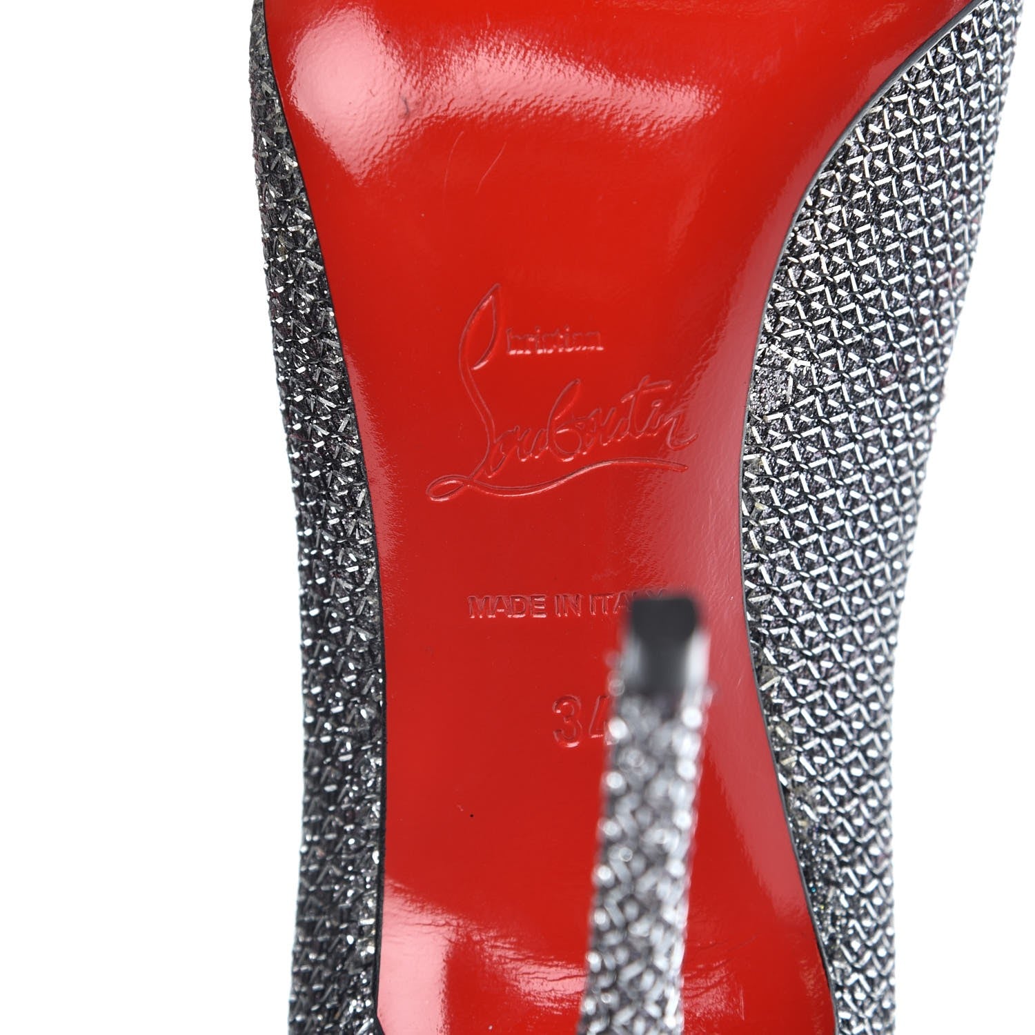 Christian Louboutin Glitter Diams Decollete 554 85 Pumps 34 Silver Antic 6 of 8