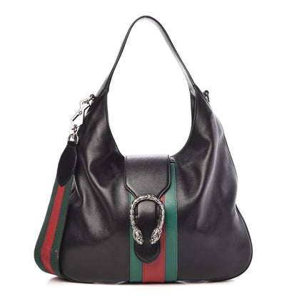 Gucci Calfskin Web Stripe Medium Dionysus Hobo Black 1 of 16